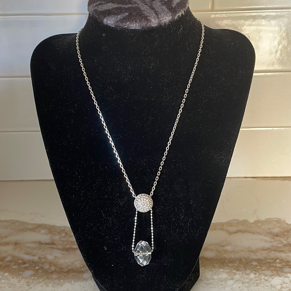 Swarovski Crystal Cut Crystal & Pavé Circle Ball Silver Necklace Pendant - Picture 1 of 12